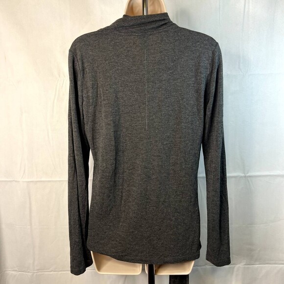 M Ann Taylor Wrap Around Neck Tie Long Sleeve Blouse Gray Size Medium Neutral - Picture 2 of 10